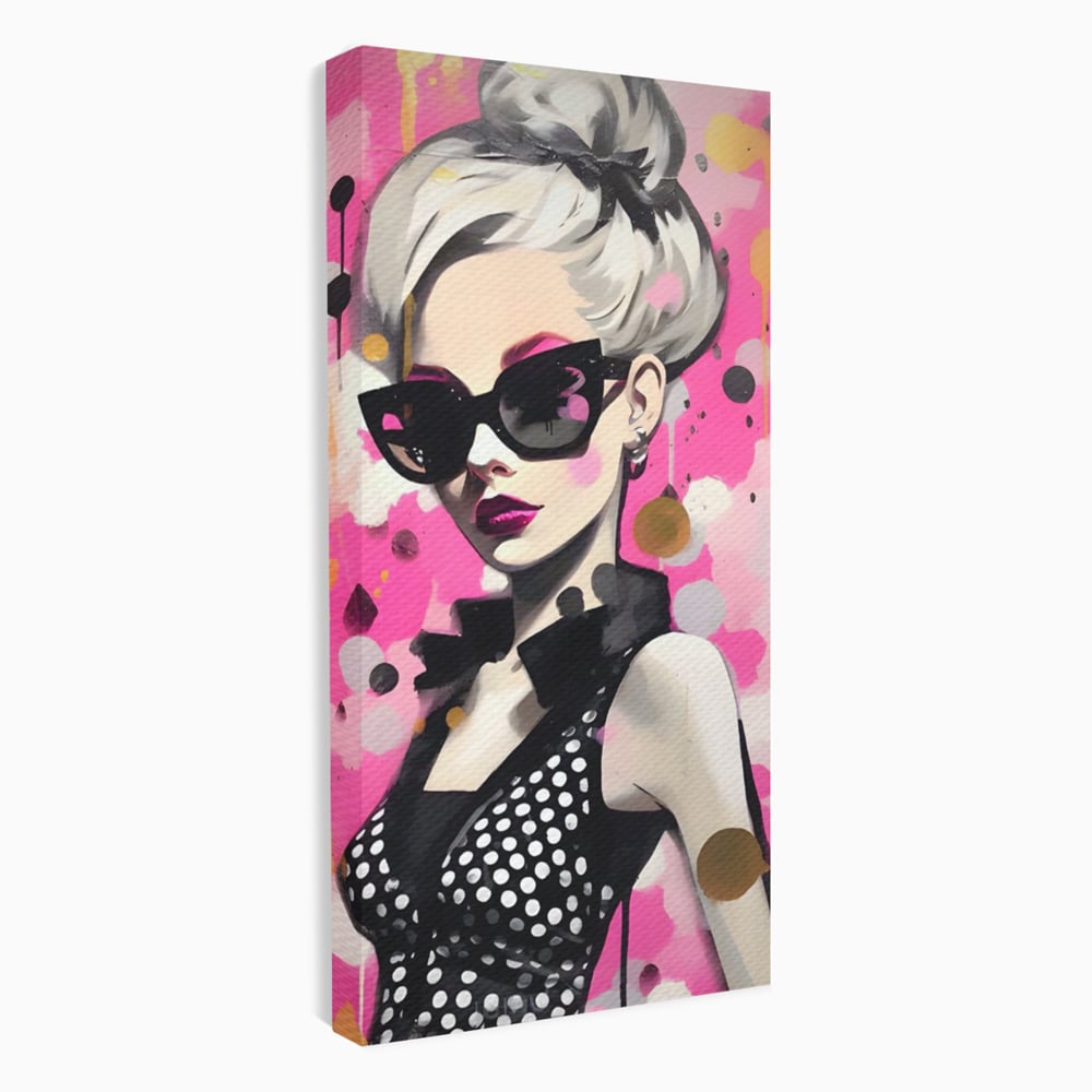Tablou Canvas Premium LuxCanva® A1549, Black Glass , Decorativ, Dressing, Fata, Cool, Model, Living, Culori Vibrante