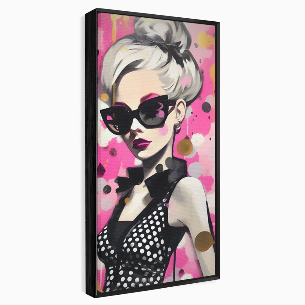 Tablou Canvas Premium LuxCanva® A1549, Black Glass , Decorativ, Dressing, Fata, Cool, Model, Living, Culori Vibrante