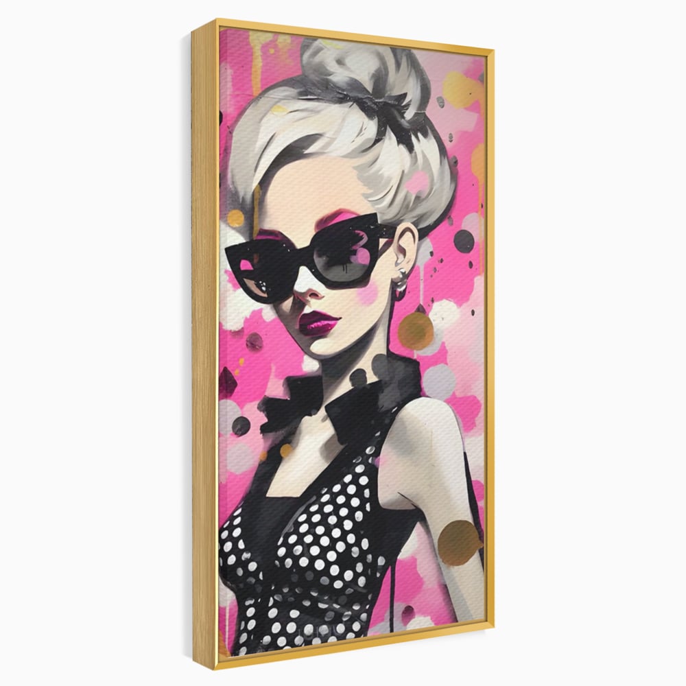 Tablou Canvas Premium LuxCanva® A1549, Black Glass , Decorativ, Dressing, Fata, Cool, Model, Living, Culori Vibrante