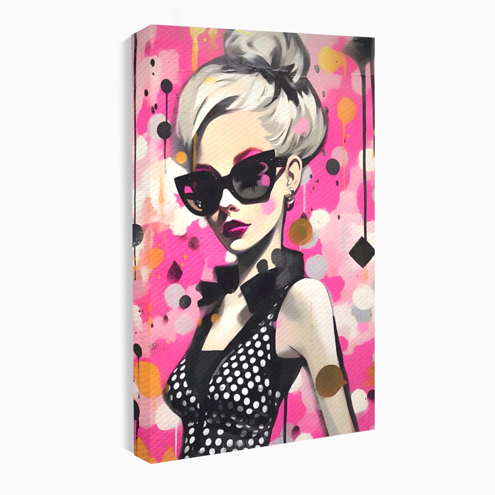 Tablou Canvas Premium LuxCanva® A1549, Black Glass , Decorativ, Dressing, Fata, Cool, Model, Living, Culori Vibrante