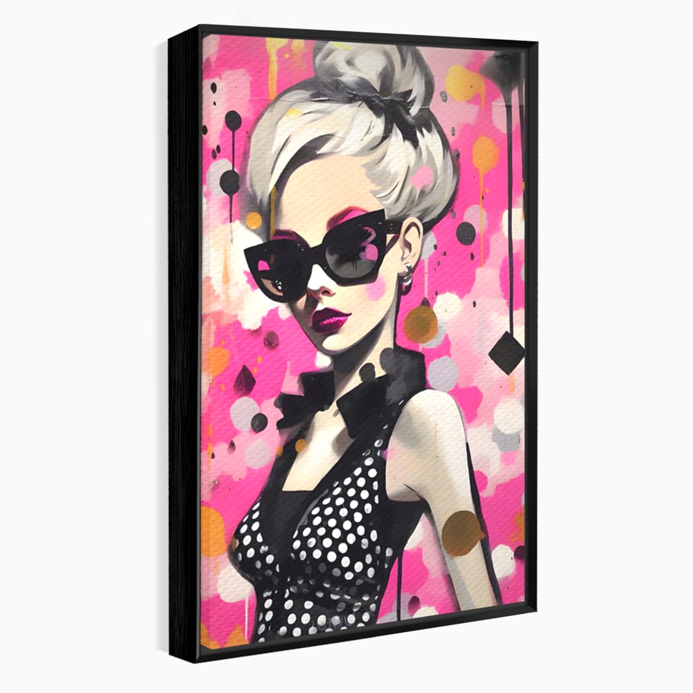 Tablou Canvas Premium LuxCanva® A1549, Black Glass , Decorativ, Dressing, Fata, Cool, Model, Living, Culori Vibrante