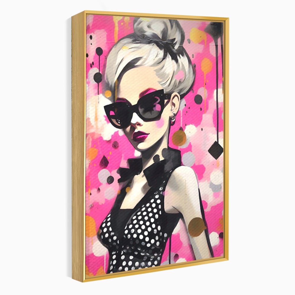 Tablou Canvas Premium LuxCanva® A1549, Black Glass , Decorativ, Dressing, Fata, Cool, Model, Living, Culori Vibrante