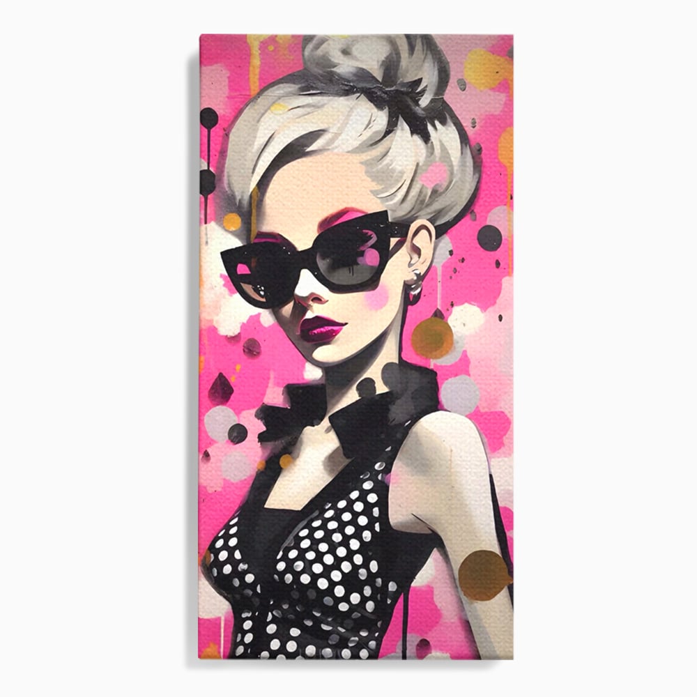 Tablou Canvas Premium LuxCanva® A1549, Black Glass , Decorativ, Dressing, Fata, Cool, Model, Living, Culori Vibrante