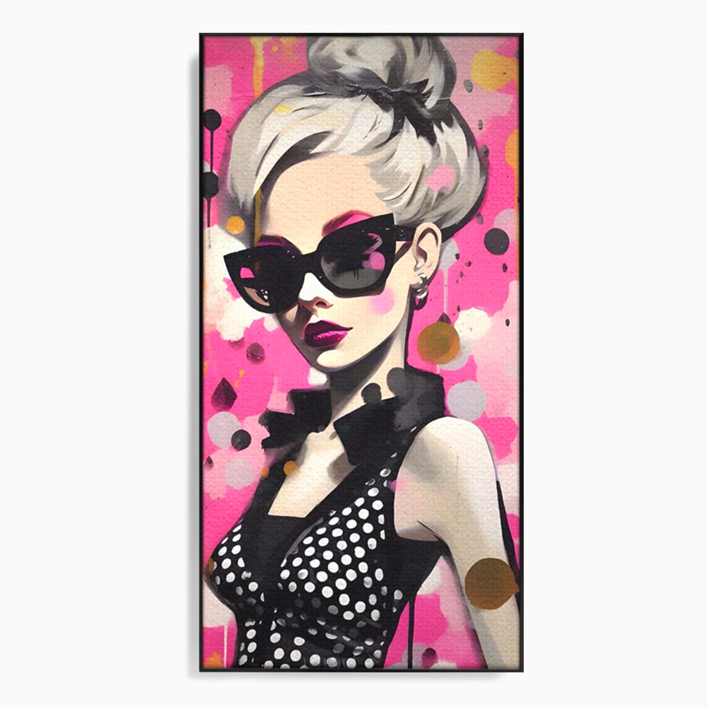 Tablou Canvas Premium LuxCanva® A1549, Black Glass , Decorativ, Dressing, Fata, Cool, Model, Living, Culori Vibrante