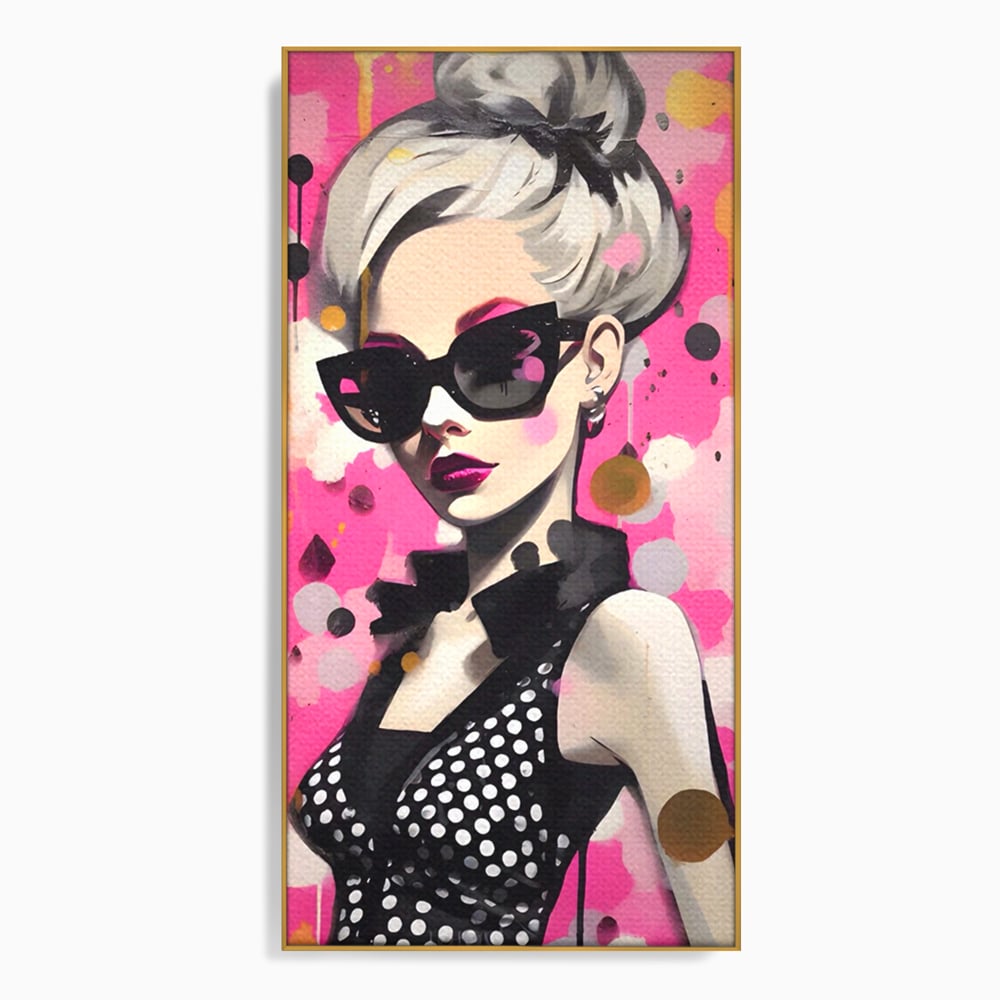 Tablou Canvas Premium LuxCanva® A1549, Black Glass , Decorativ, Dressing, Fata, Cool, Model, Living, Culori Vibrante