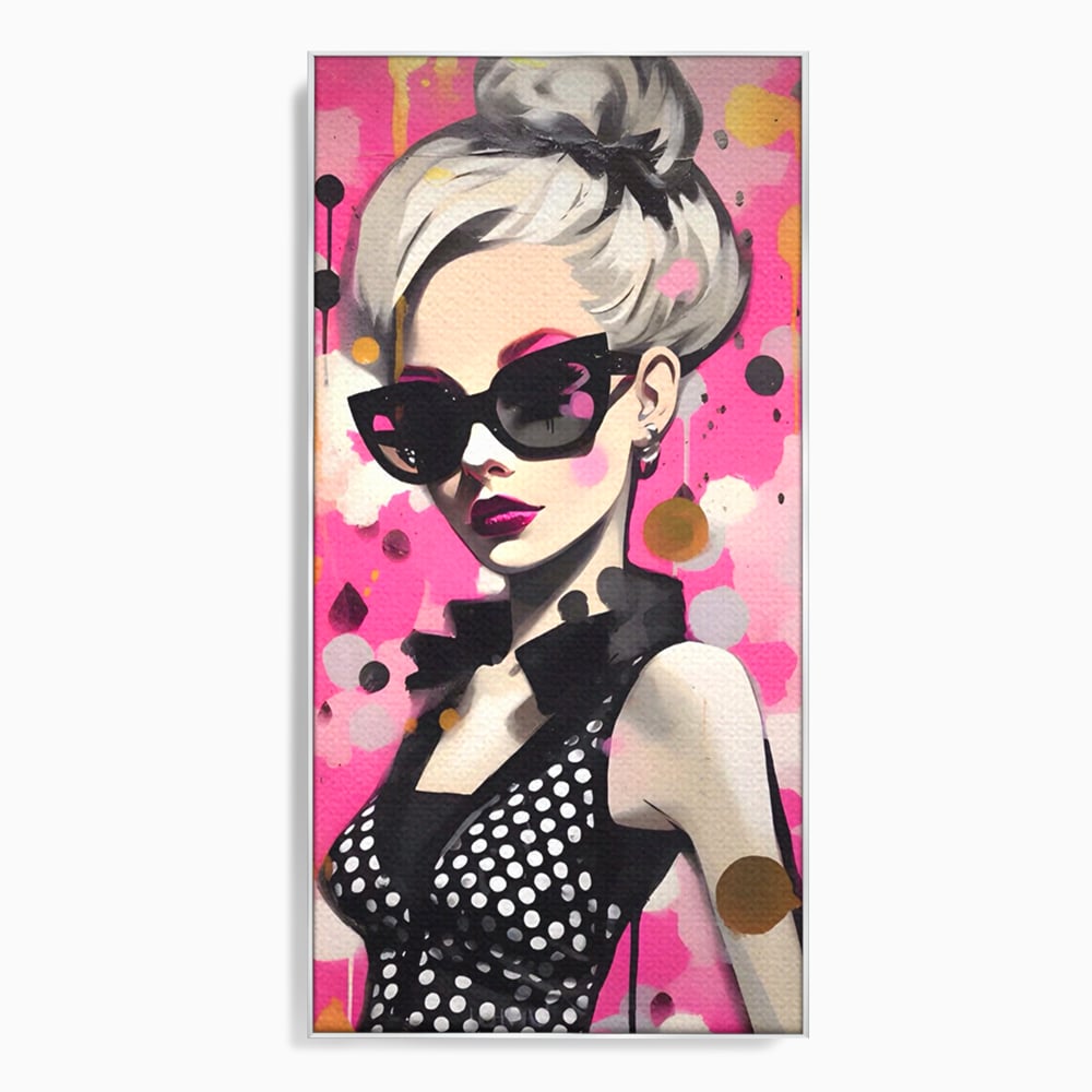 Tablou Canvas Premium LuxCanva® A1549, Black Glass , Decorativ, Dressing, Fata, Cool, Model, Living, Culori Vibrante