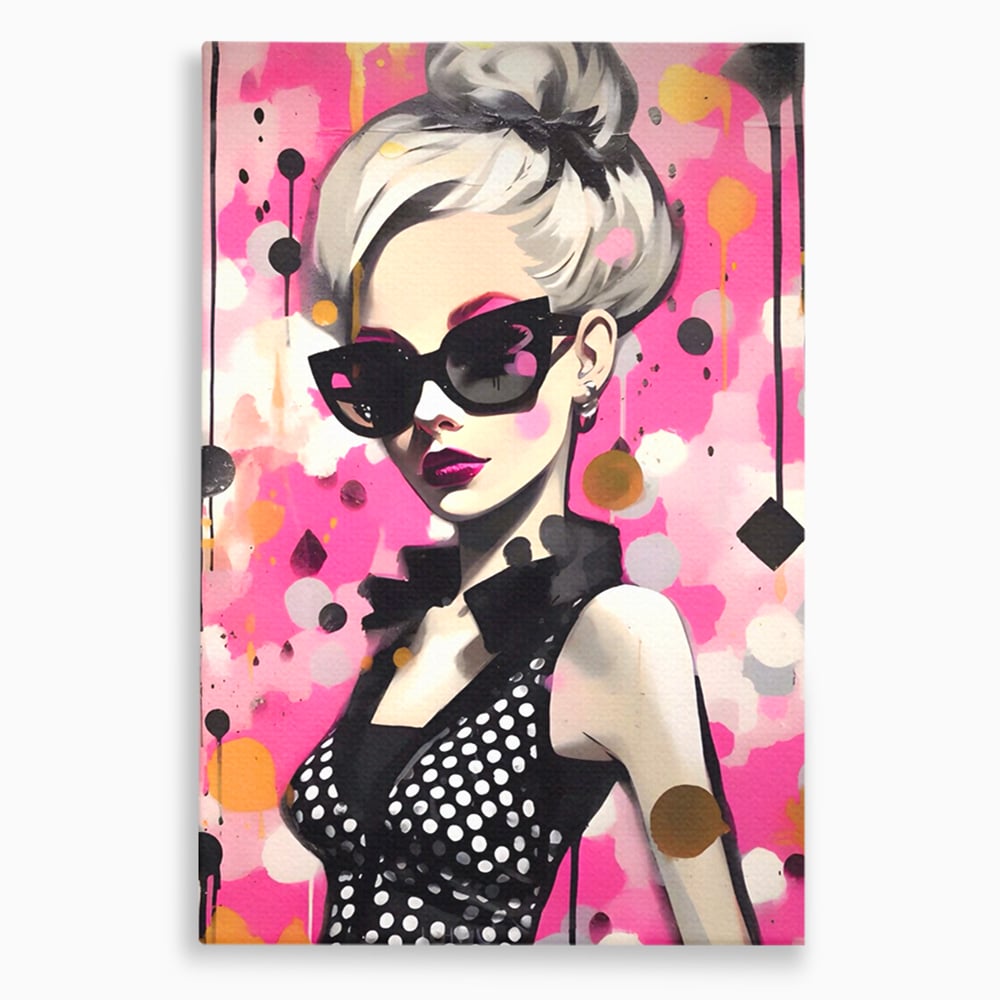 Tablou Canvas Premium LuxCanva® A1549, Black Glass , Decorativ, Dressing, Fata, Cool, Model, Living, Culori Vibrante