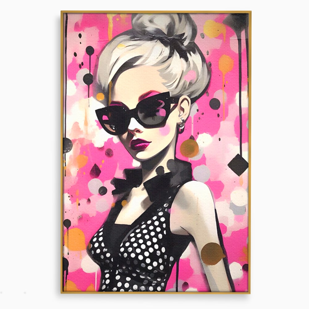 Tablou Canvas Premium LuxCanva® A1549, Black Glass , Decorativ, Dressing, Fata, Cool, Model, Living, Culori Vibrante