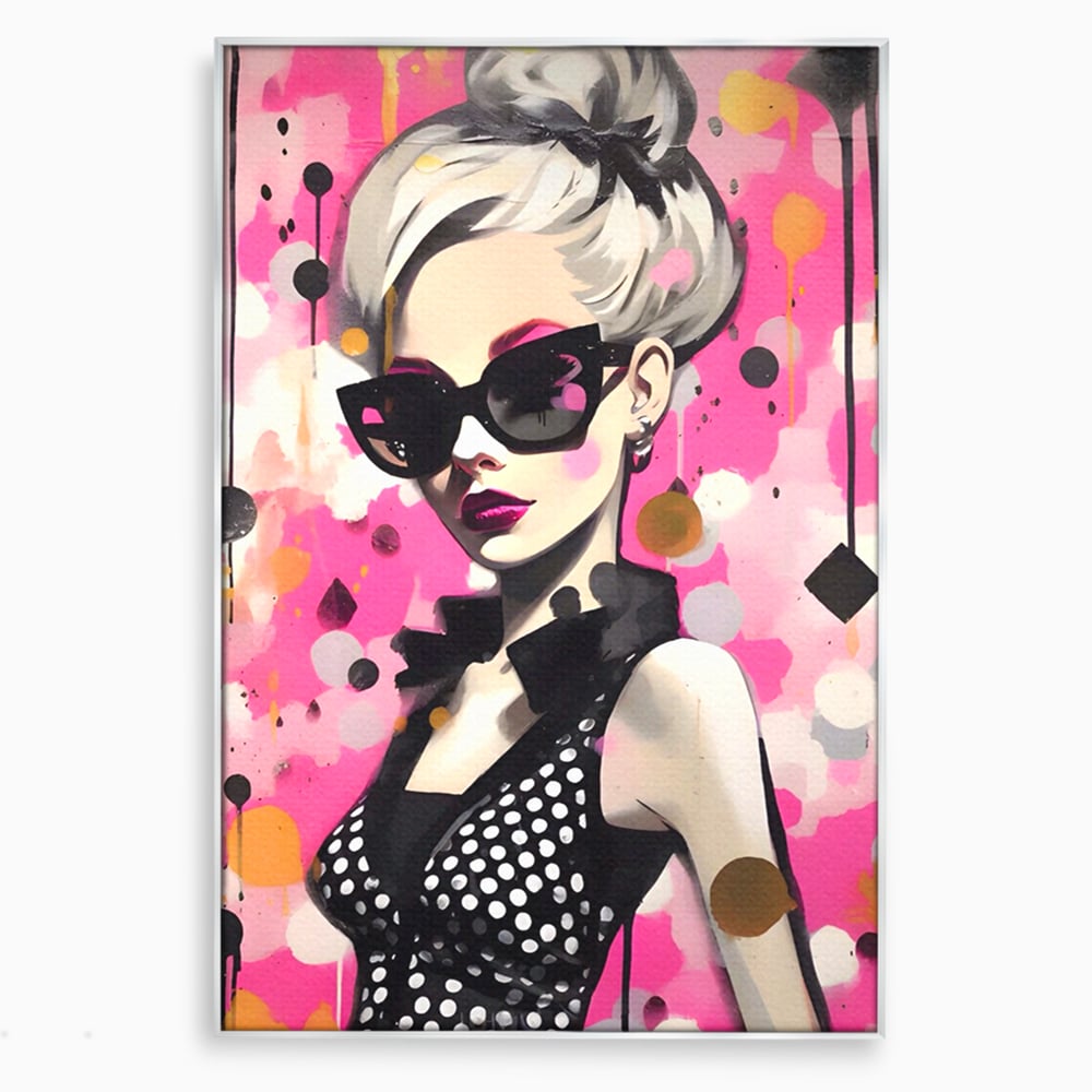 Tablou Canvas Premium LuxCanva® A1549, Black Glass , Decorativ, Dressing, Fata, Cool, Model, Living, Culori Vibrante