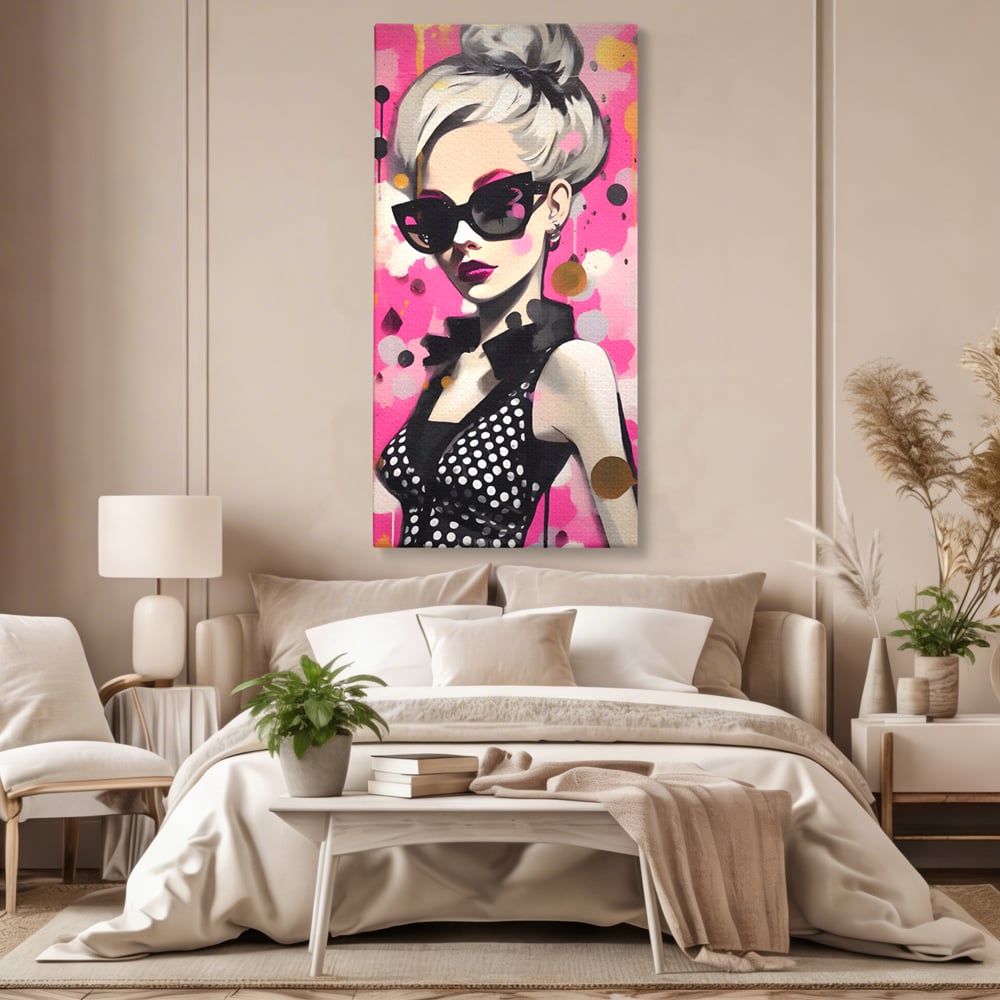 Tablou Canvas Premium LuxCanva® A1549, Black Glass , Decorativ, Dressing, Fata, Cool, Model, Living, Culori Vibrante