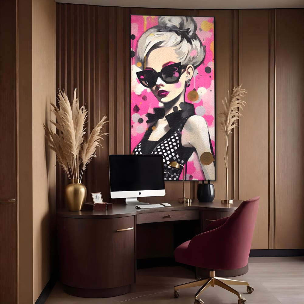Tablou Canvas Premium LuxCanva® A1549, Black Glass , Decorativ, Dressing, Fata, Cool, Model, Living, Culori Vibrante