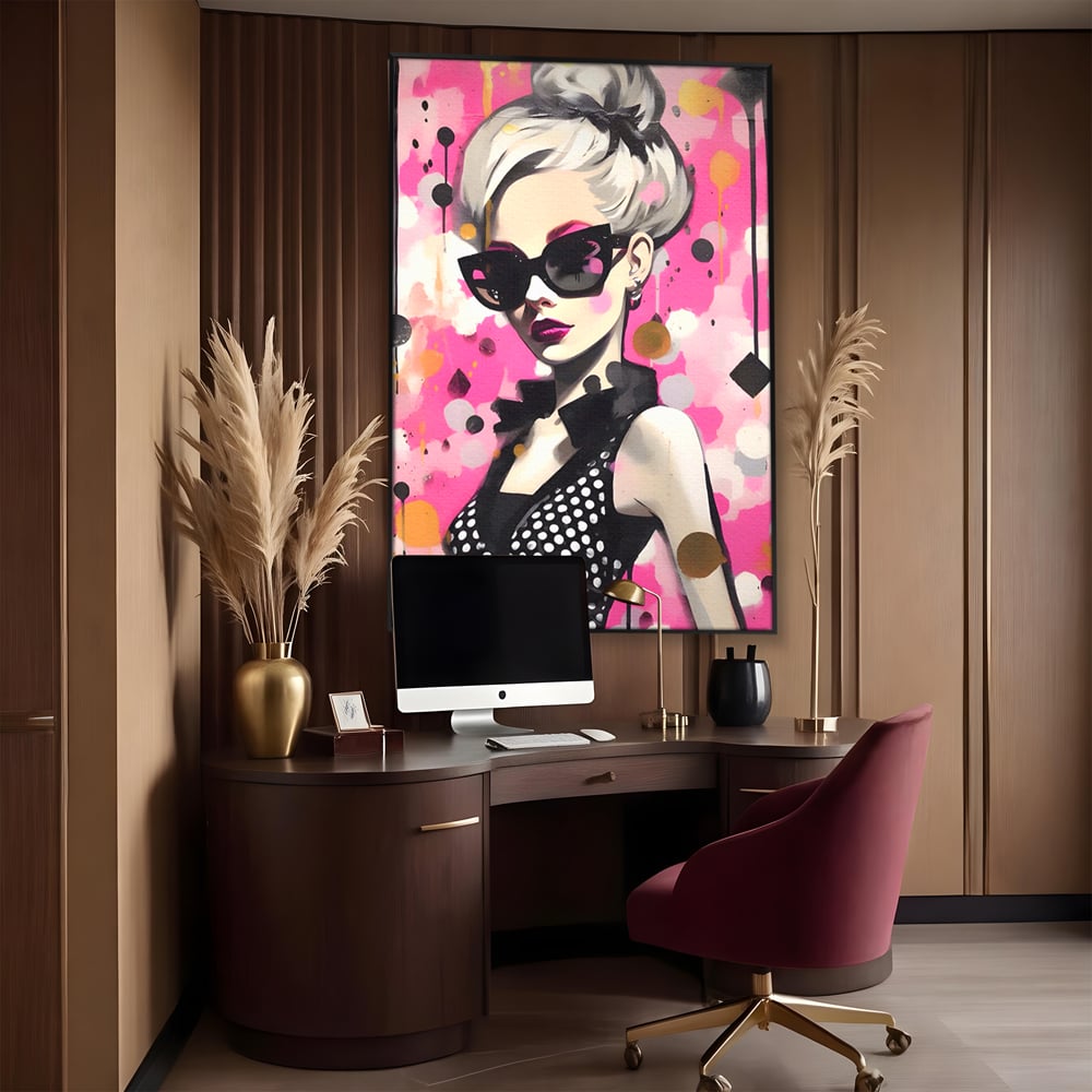 Tablou Canvas Premium LuxCanva® A1549, Black Glass , Decorativ, Dressing, Fata, Cool, Model, Living, Culori Vibrante