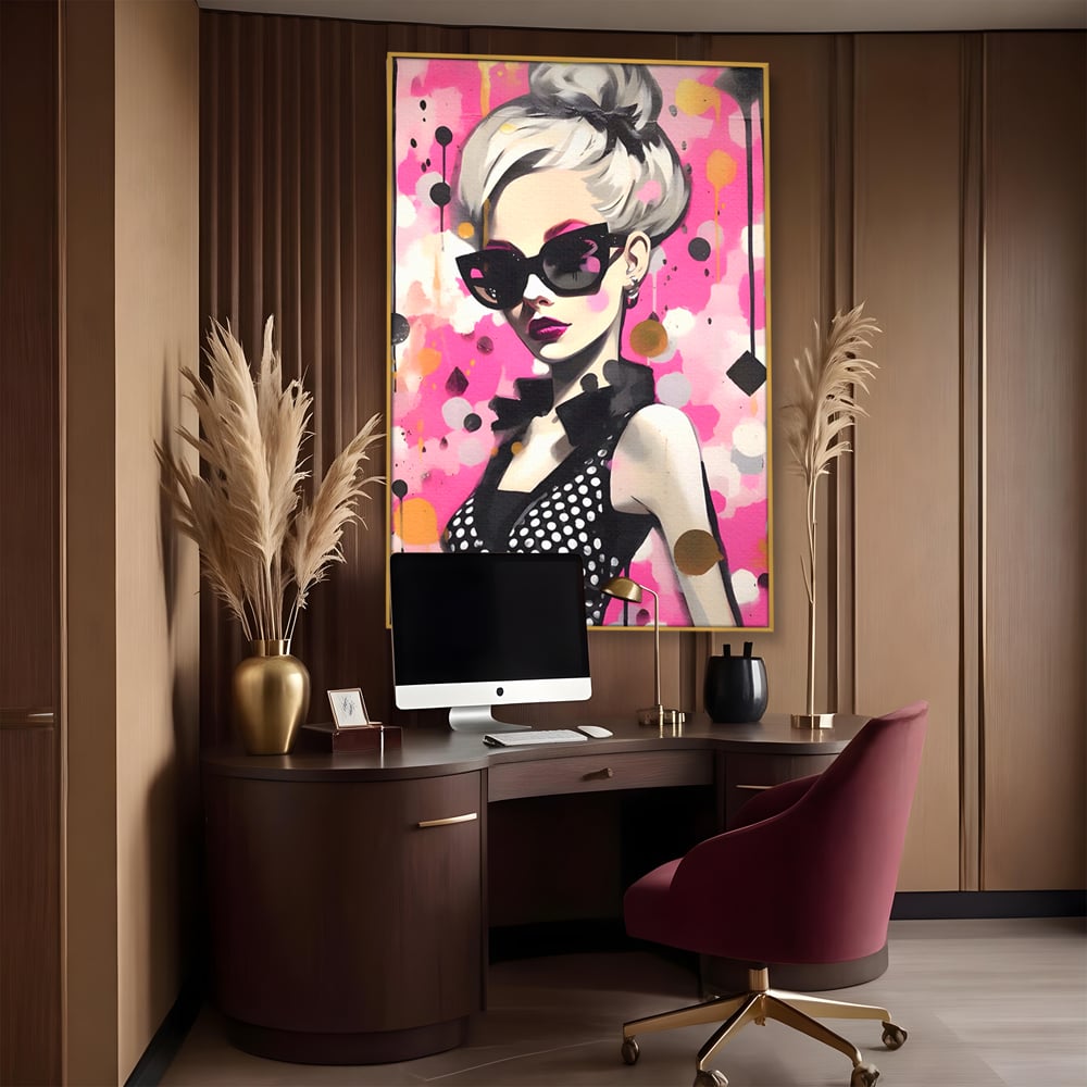 Tablou Canvas Premium LuxCanva® A1549, Black Glass , Decorativ, Dressing, Fata, Cool, Model, Living, Culori Vibrante
