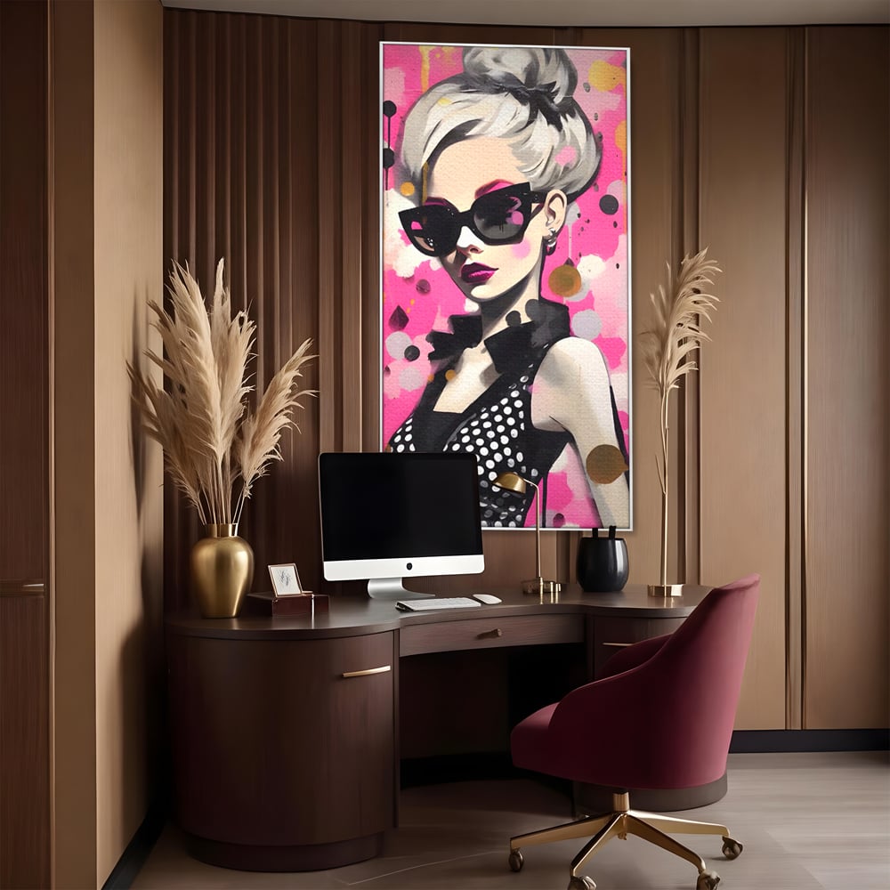 Tablou Canvas Premium LuxCanva® A1549, Black Glass , Decorativ, Dressing, Fata, Cool, Model, Living, Culori Vibrante
