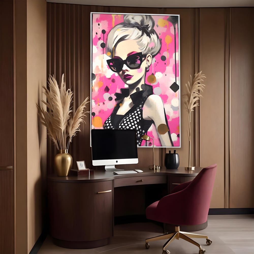 Tablou Canvas Premium LuxCanva® A1549, Black Glass , Decorativ, Dressing, Fata, Cool, Model, Living, Culori Vibrante