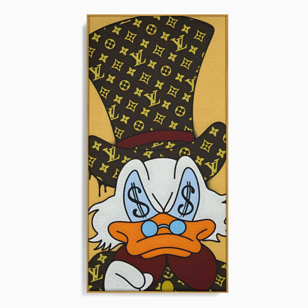 Tablou Canvas Premium, LuxCanva® A1551, Dollar Mr.Scrooge, Decorativ, Camera Copil, Rata, Bani, Vuitton, Desene, Cartoon, Living, Culori Vibrante