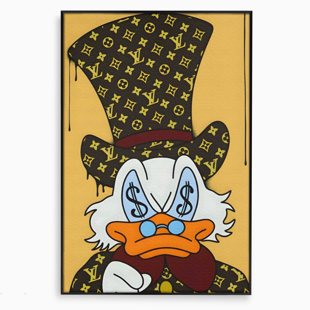 Tablou Canvas Premium, LuxCanva® A1551, Dollar Mr.Scrooge, Decorativ, Camera Copil, Rata, Bani, Vuitton, Desene, Cartoon, Living, Culori Vibrante