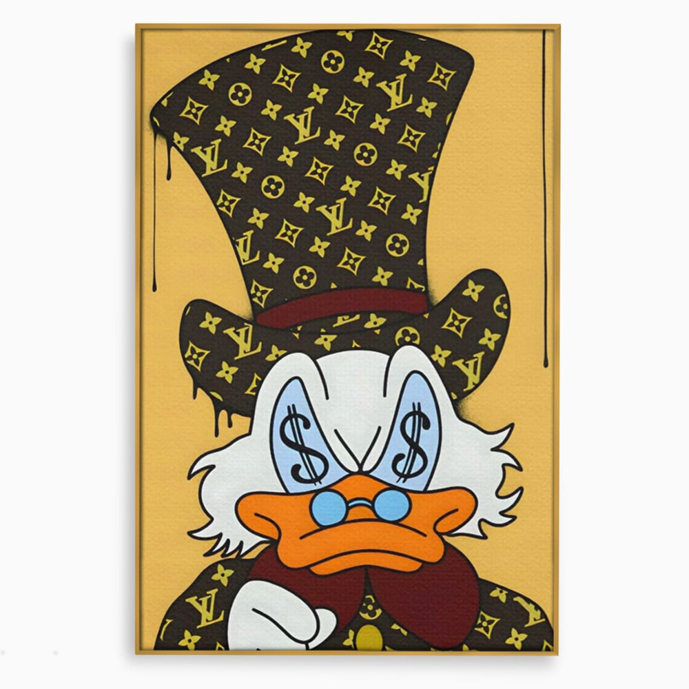 Tablou Canvas Premium, LuxCanva® A1551, Dollar Mr.Scrooge, Decorativ, Camera Copil, Rata, Bani, Vuitton, Desene, Cartoon, Living, Culori Vibrante