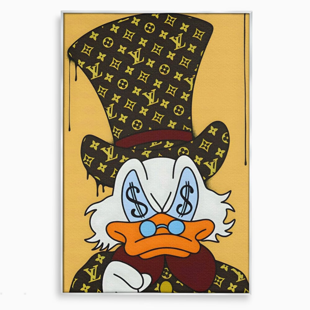 Tablou Canvas Premium, LuxCanva® A1551, Dollar Mr.Scrooge, Decorativ, Camera Copil, Rata, Bani, Vuitton, Desene, Cartoon, Living, Culori Vibrante