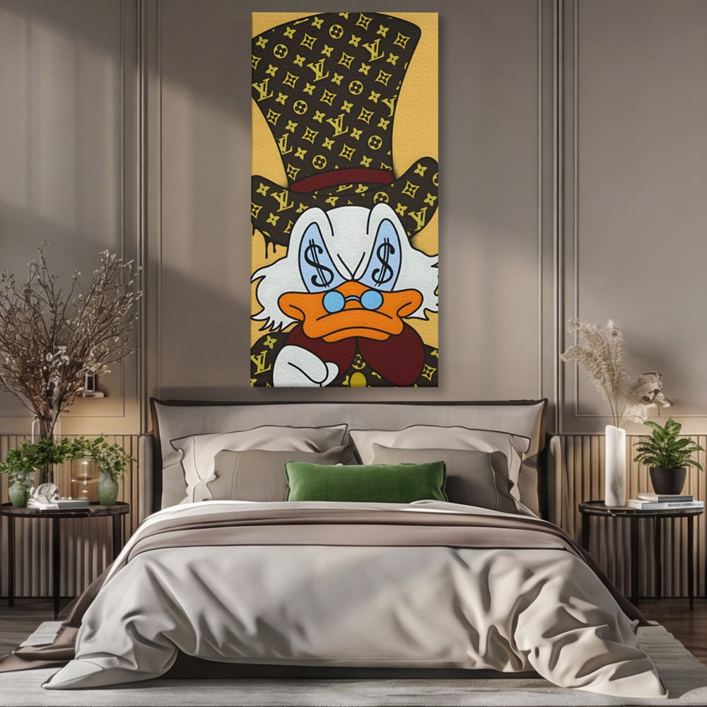 Tablou Canvas Premium, LuxCanva® A1551, Dollar Mr.Scrooge, Decorativ, Camera Copil, Rata, Bani, Vuitton, Desene, Cartoon, Living, Culori Vibrante