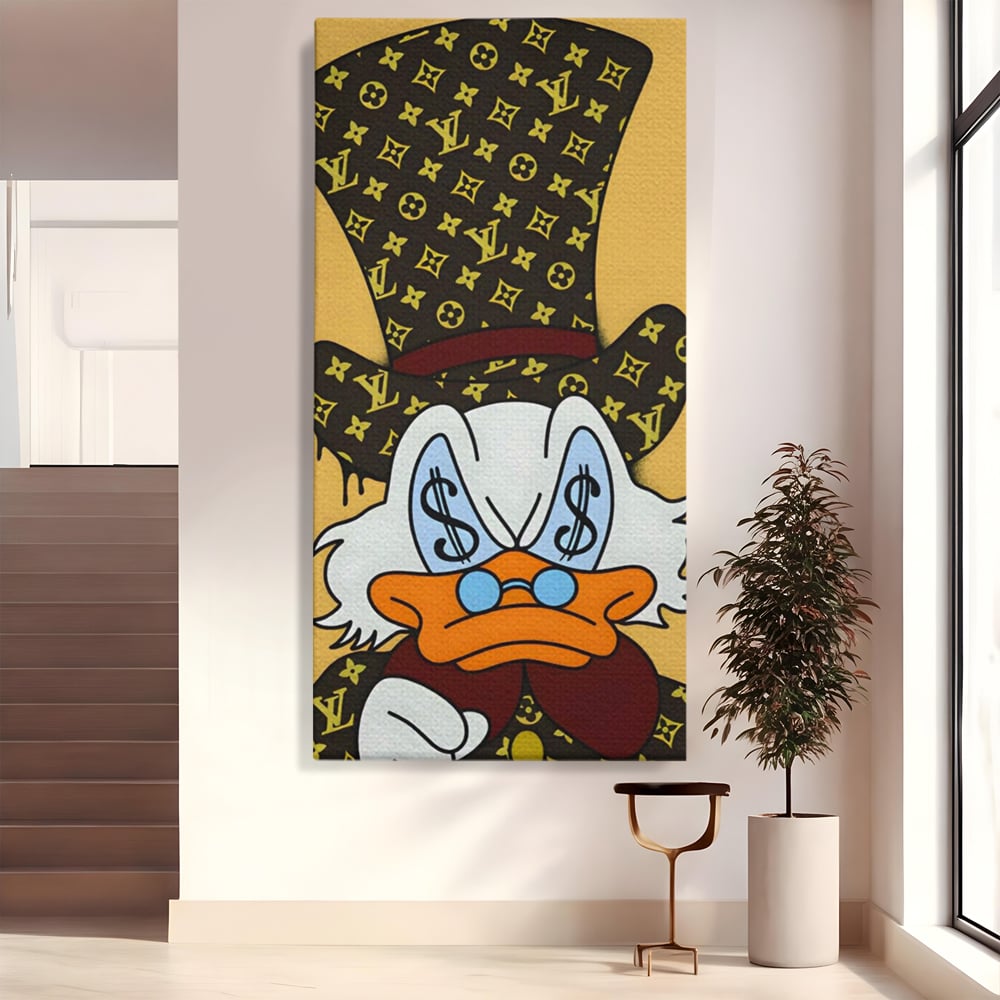 Tablou Canvas Premium, LuxCanva® A1551, Dollar Mr.Scrooge, Decorativ, Camera Copil, Rata, Bani, Vuitton, Desene, Cartoon, Living, Culori Vibrante