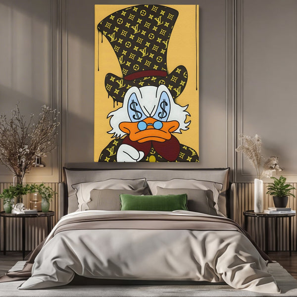 Tablou Canvas Premium, LuxCanva® A1551, Dollar Mr.Scrooge, Decorativ, Camera Copil, Rata, Bani, Vuitton, Desene, Cartoon, Living, Culori Vibrante