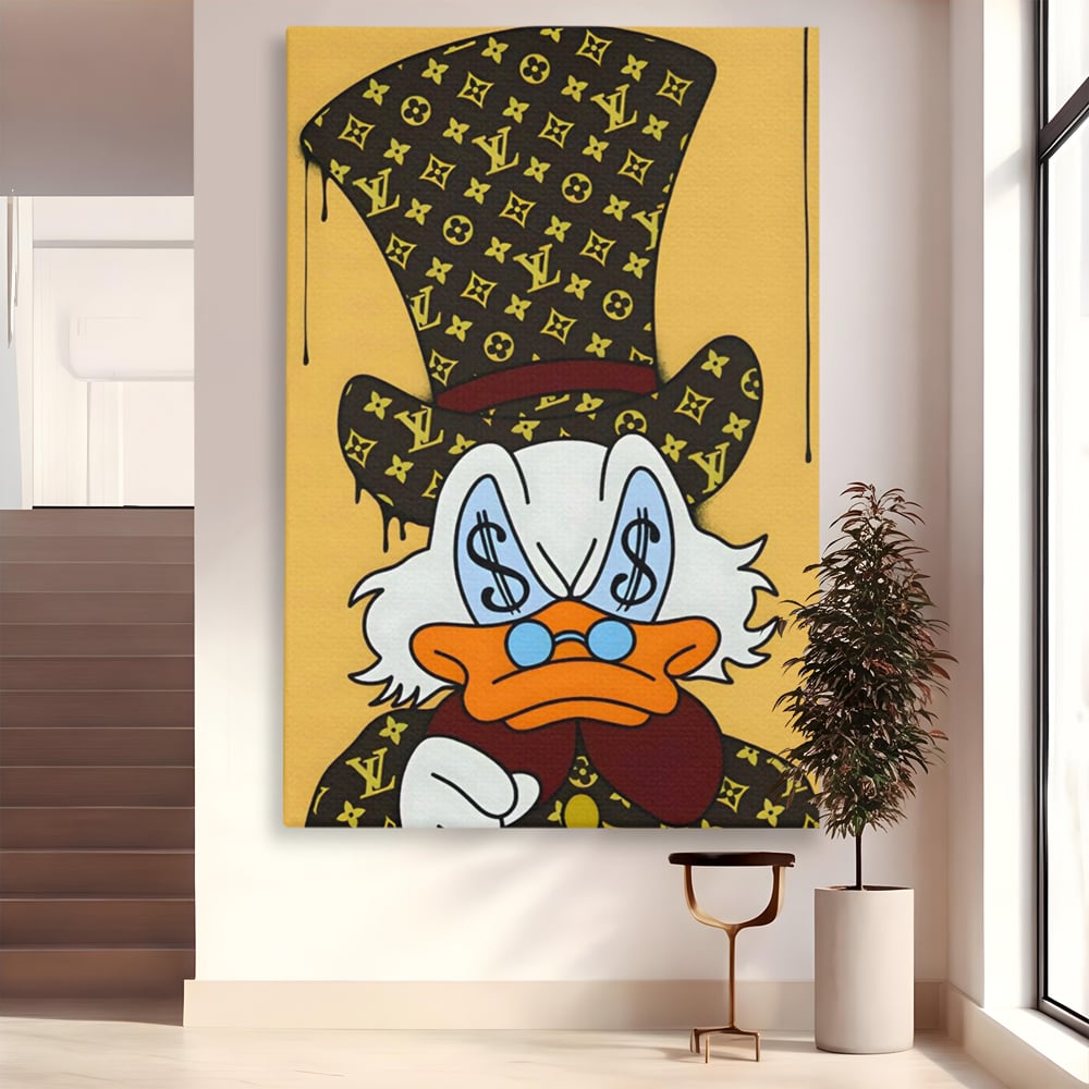 Tablou Canvas Premium, LuxCanva® A1551, Dollar Mr.Scrooge, Decorativ, Camera Copil, Rata, Bani, Vuitton, Desene, Cartoon, Living, Culori Vibrante