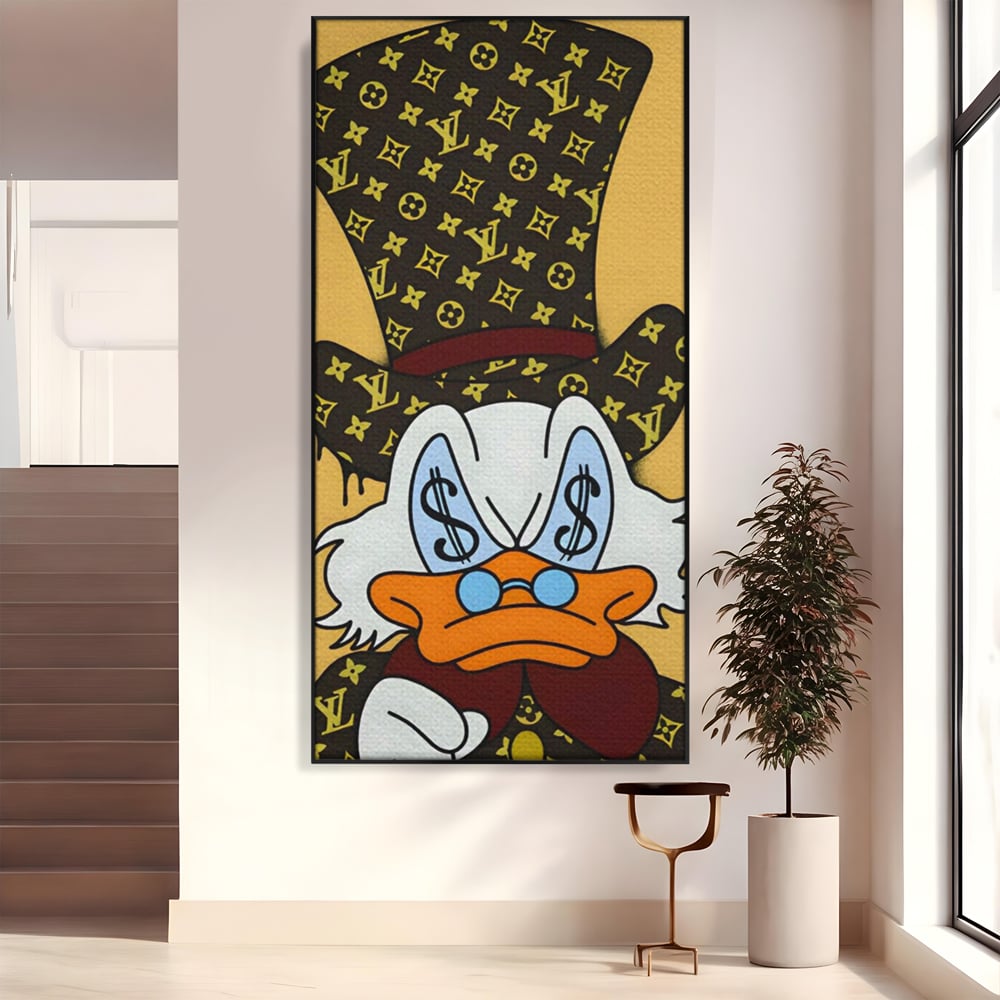 Tablou Canvas Premium, LuxCanva® A1551, Dollar Mr.Scrooge, Decorativ, Camera Copil, Rata, Bani, Vuitton, Desene, Cartoon, Living, Culori Vibrante