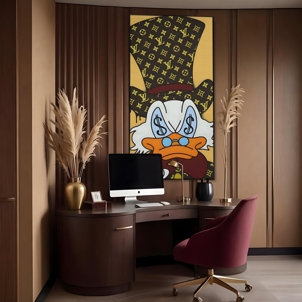 Tablou Canvas Premium, LuxCanva® A1551, Dollar Mr.Scrooge, Decorativ, Camera Copil, Rata, Bani, Vuitton, Desene, Cartoon, Living, Culori Vibrante