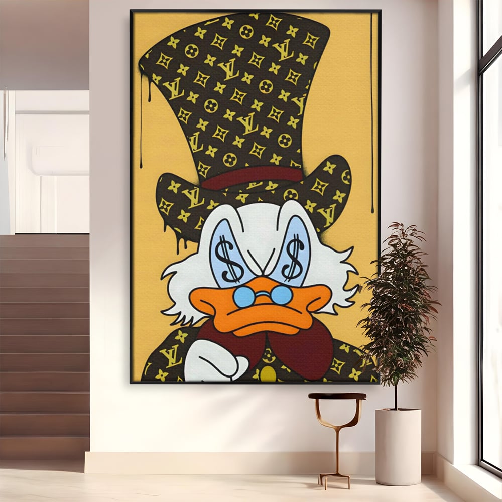 Tablou Canvas Premium, LuxCanva® A1551, Dollar Mr.Scrooge, Decorativ, Camera Copil, Rata, Bani, Vuitton, Desene, Cartoon, Living, Culori Vibrante