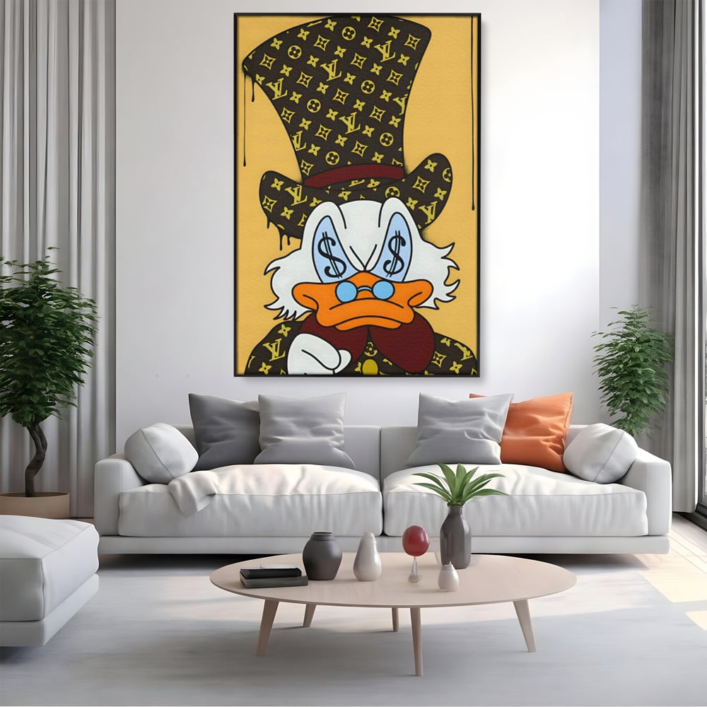 Tablou Canvas Premium, LuxCanva® A1551, Dollar Mr.Scrooge, Decorativ, Camera Copil, Rata, Bani, Vuitton, Desene, Cartoon, Living, Culori Vibrante