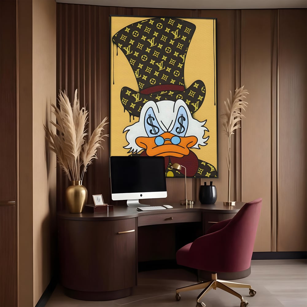 Tablou Canvas Premium, LuxCanva® A1551, Dollar Mr.Scrooge, Decorativ, Camera Copil, Rata, Bani, Vuitton, Desene, Cartoon, Living, Culori Vibrante