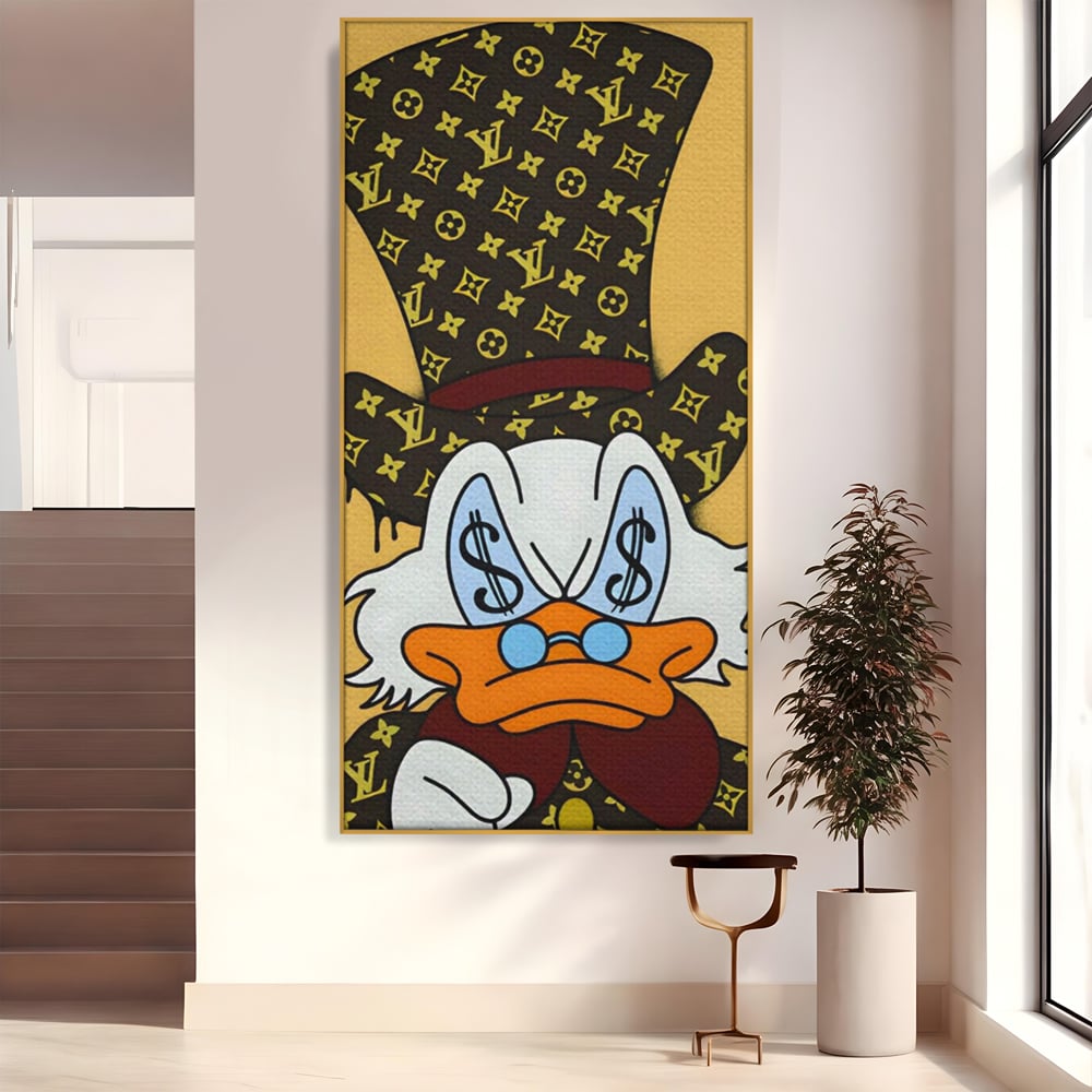 Tablou Canvas Premium, LuxCanva® A1551, Dollar Mr.Scrooge, Decorativ, Camera Copil, Rata, Bani, Vuitton, Desene, Cartoon, Living, Culori Vibrante