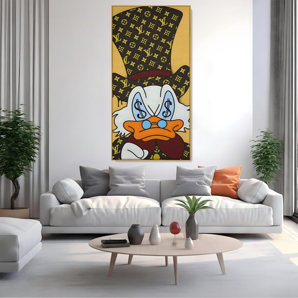 Tablou Canvas Premium, LuxCanva® A1551, Dollar Mr.Scrooge, Decorativ, Camera Copil, Rata, Bani, Vuitton, Desene, Cartoon, Living, Culori Vibrante