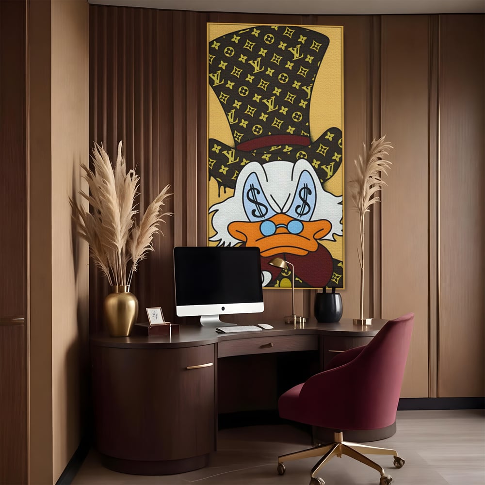 Tablou Canvas Premium, LuxCanva® A1551, Dollar Mr.Scrooge, Decorativ, Camera Copil, Rata, Bani, Vuitton, Desene, Cartoon, Living, Culori Vibrante