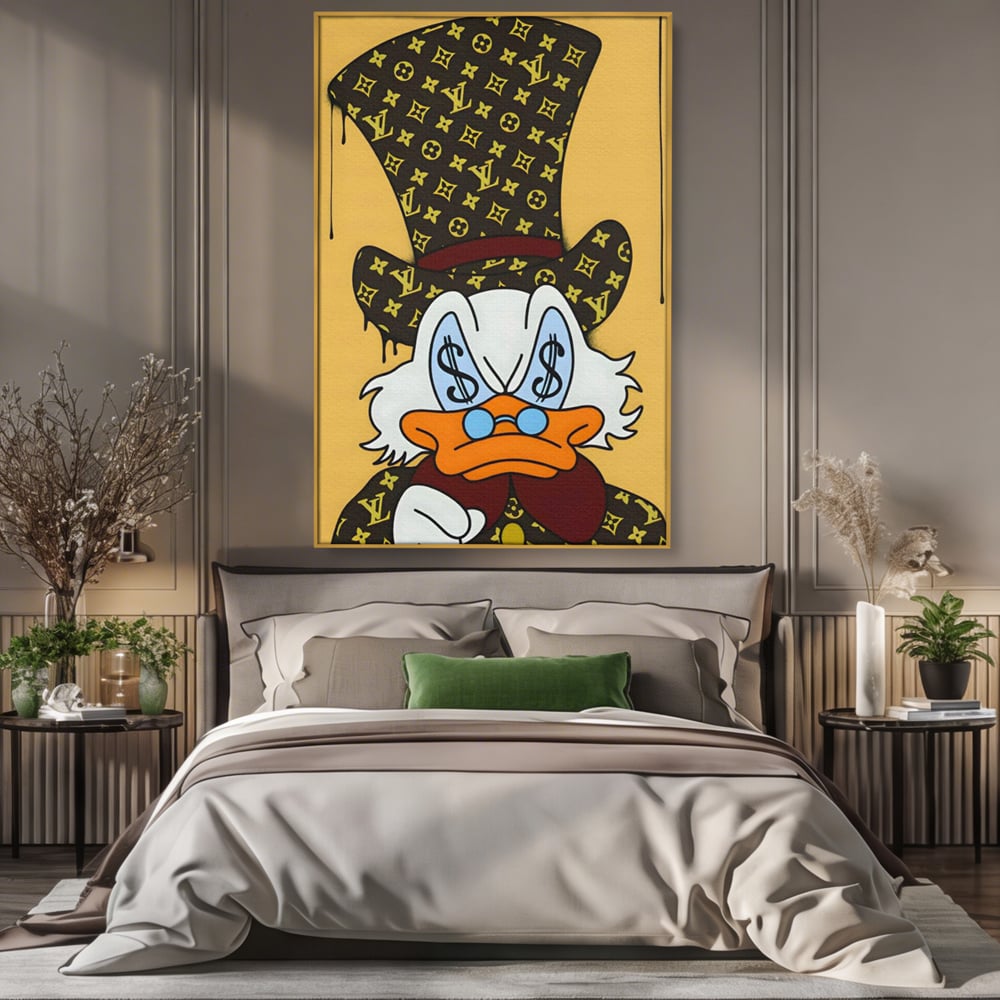 Tablou Canvas Premium, LuxCanva® A1551, Dollar Mr.Scrooge, Decorativ, Camera Copil, Rata, Bani, Vuitton, Desene, Cartoon, Living, Culori Vibrante