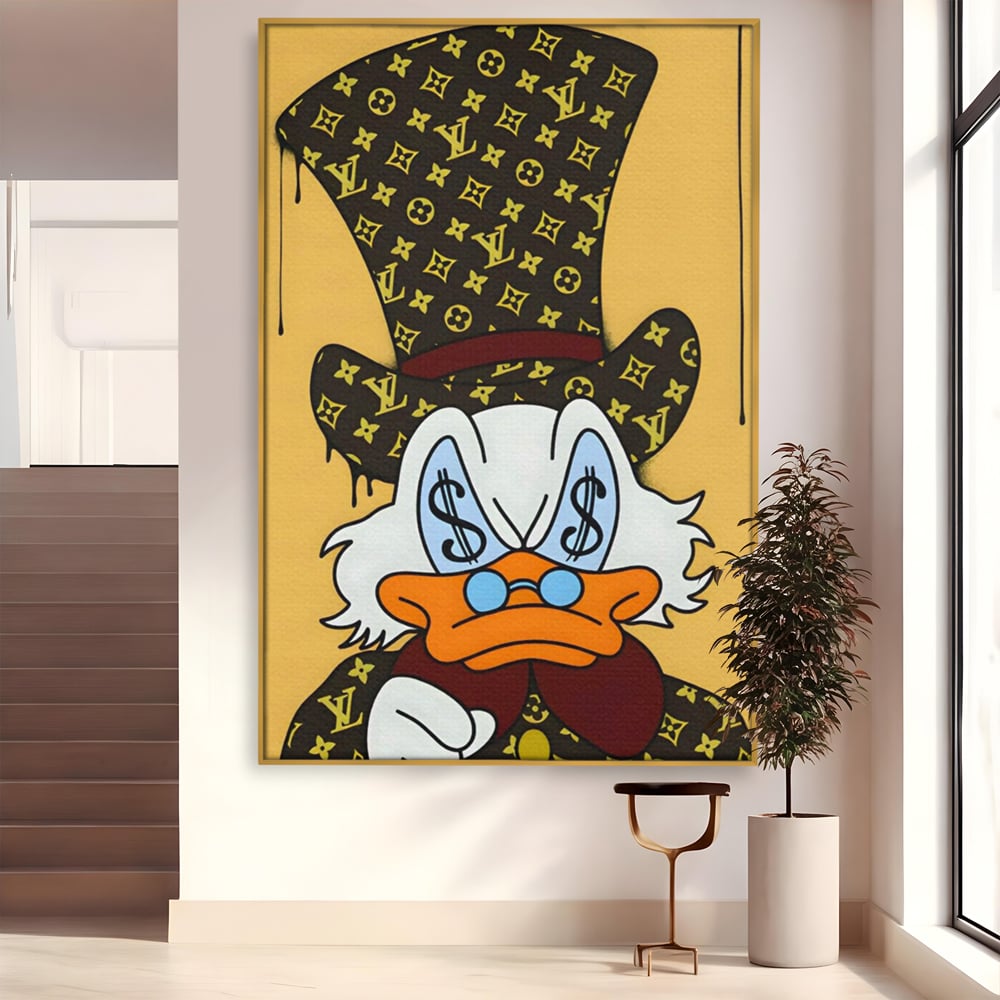 Tablou Canvas Premium, LuxCanva® A1551, Dollar Mr.Scrooge, Decorativ, Camera Copil, Rata, Bani, Vuitton, Desene, Cartoon, Living, Culori Vibrante