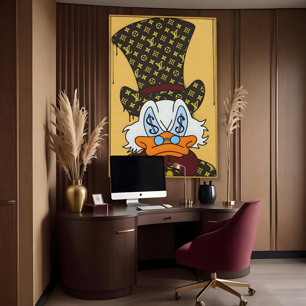 Tablou Canvas Premium, LuxCanva® A1551, Dollar Mr.Scrooge, Decorativ, Camera Copil, Rata, Bani, Vuitton, Desene, Cartoon, Living, Culori Vibrante