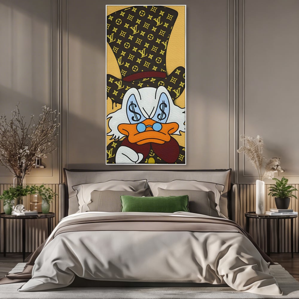 Tablou Canvas Premium, LuxCanva® A1551, Dollar Mr.Scrooge, Decorativ, Camera Copil, Rata, Bani, Vuitton, Desene, Cartoon, Living, Culori Vibrante