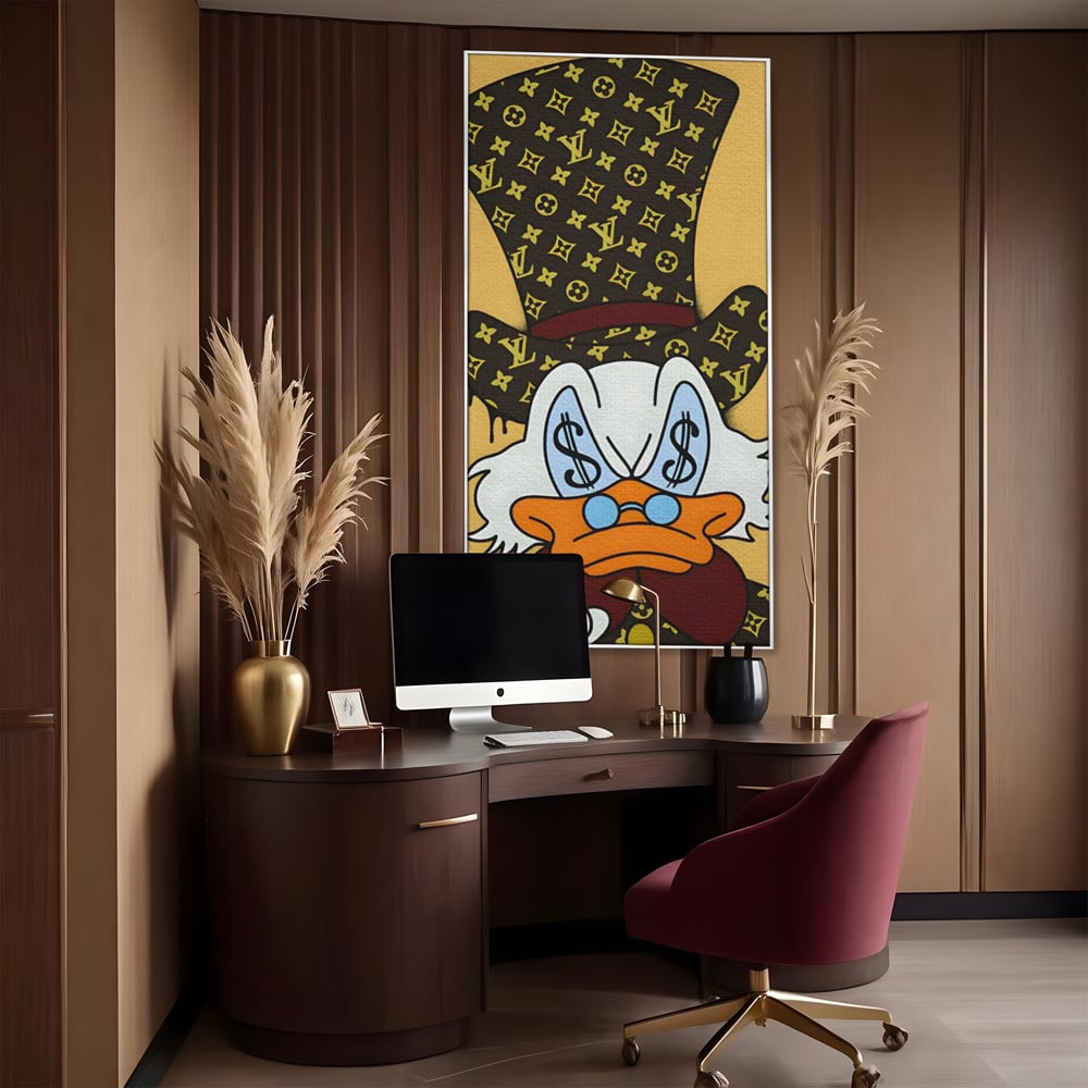 Tablou Canvas Premium, LuxCanva® A1551, Dollar Mr.Scrooge, Decorativ, Camera Copil, Rata, Bani, Vuitton, Desene, Cartoon, Living, Culori Vibrante