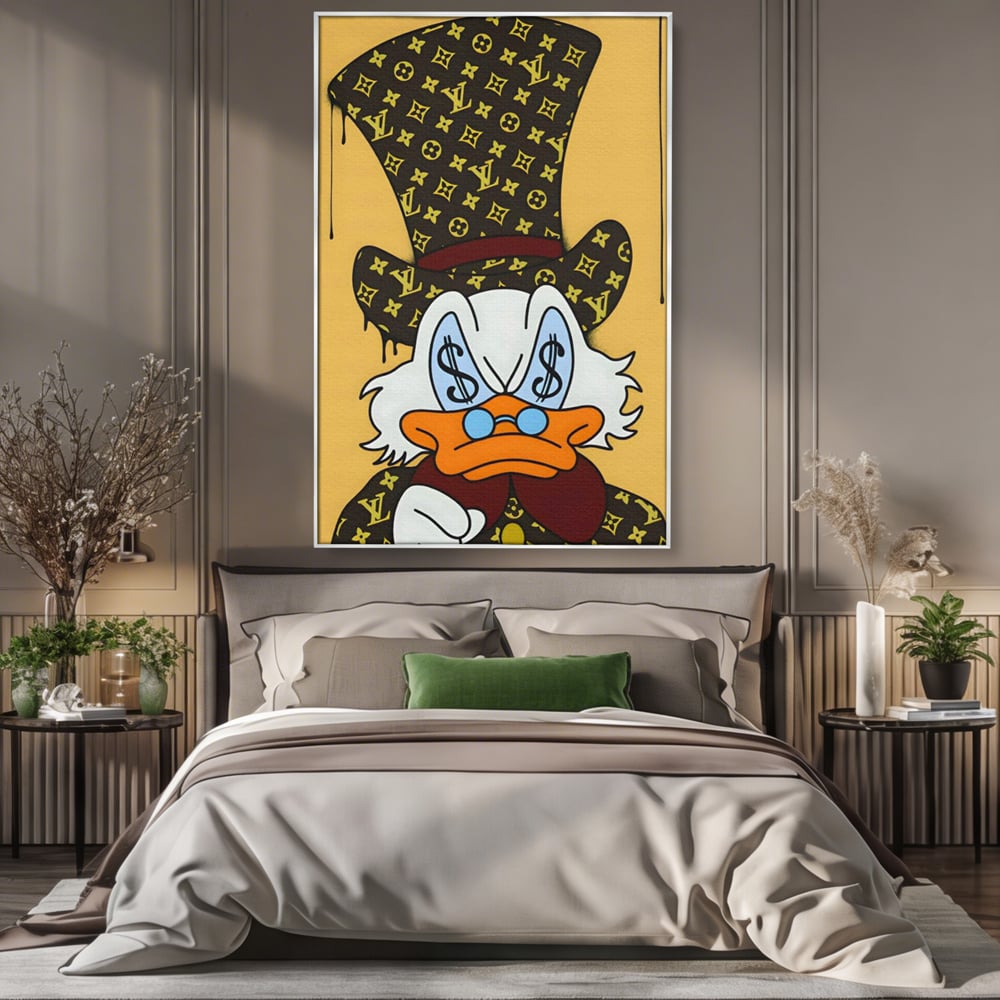Tablou Canvas Premium, LuxCanva® A1551, Dollar Mr.Scrooge, Decorativ, Camera Copil, Rata, Bani, Vuitton, Desene, Cartoon, Living, Culori Vibrante