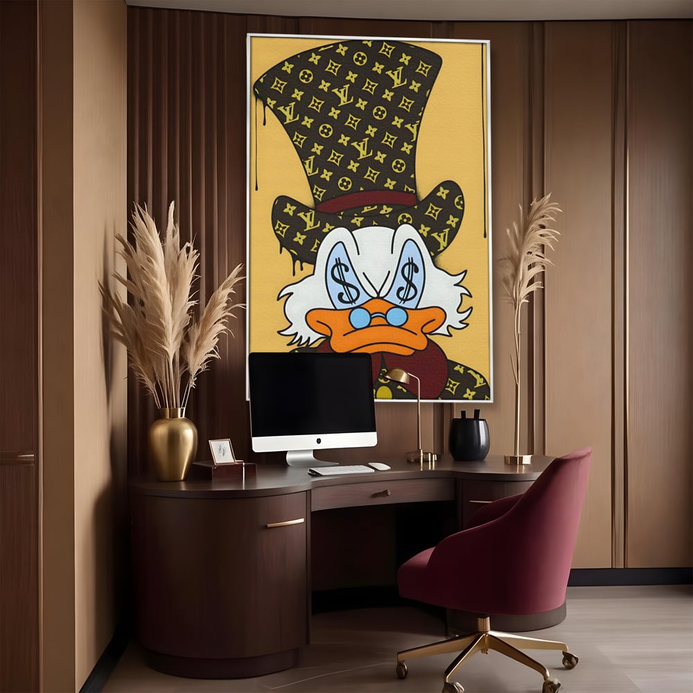 Tablou Canvas Premium, LuxCanva® A1551, Dollar Mr.Scrooge, Decorativ, Camera Copil, Rata, Bani, Vuitton, Desene, Cartoon, Living, Culori Vibrante