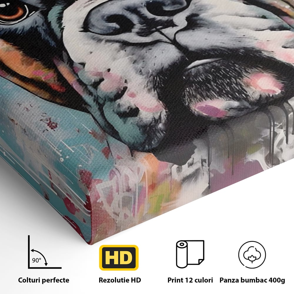 Tablou Canvas Premium LuxCanva® A1552, Boxer Dog , Decorativ, Dormitor, Caine, Animal, Multicolor, Living, Culori Vibrante