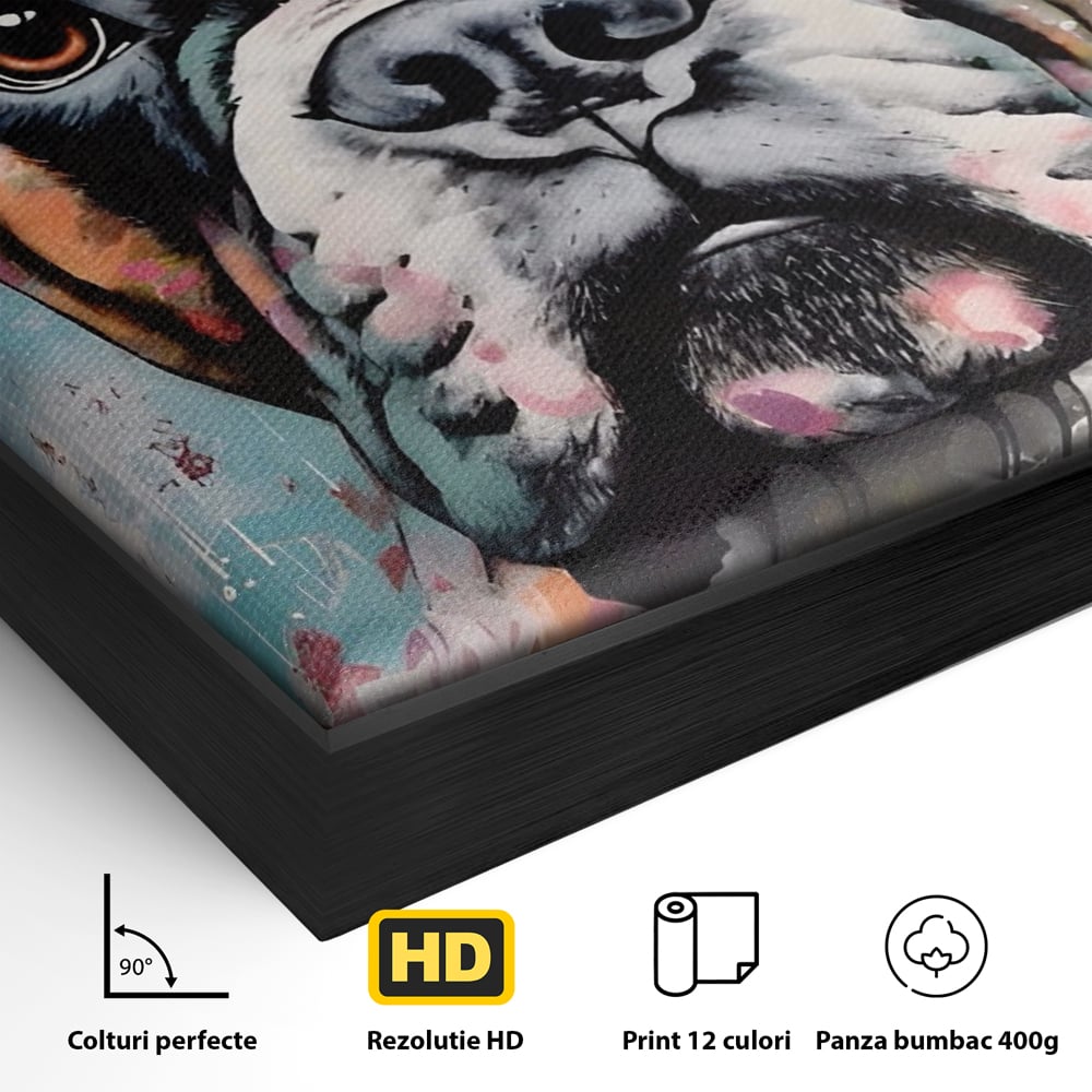 Tablou Canvas Premium LuxCanva® A1552, Boxer Dog , Decorativ, Dormitor, Caine, Animal, Multicolor, Living, Culori Vibrante