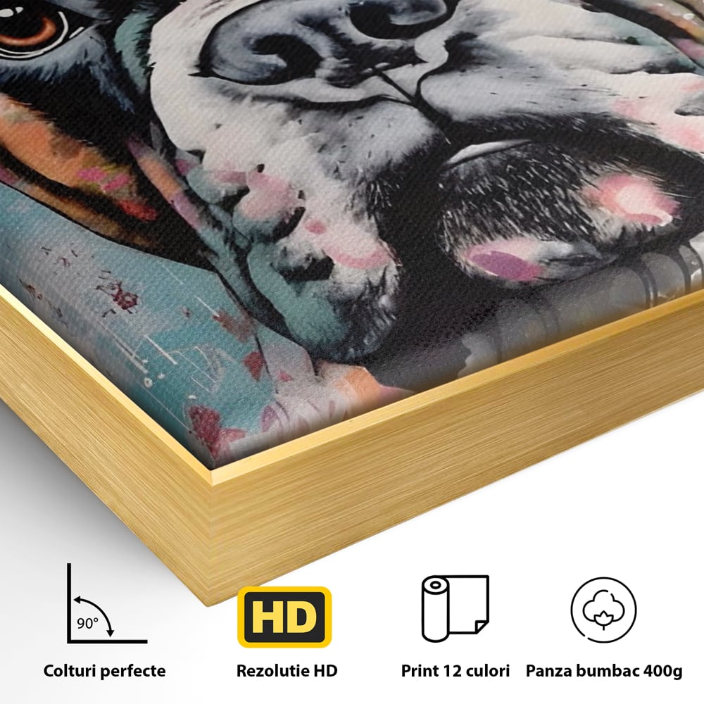Tablou Canvas Premium LuxCanva® A1552, Boxer Dog , Decorativ, Dormitor, Caine, Animal, Multicolor, Living, Culori Vibrante