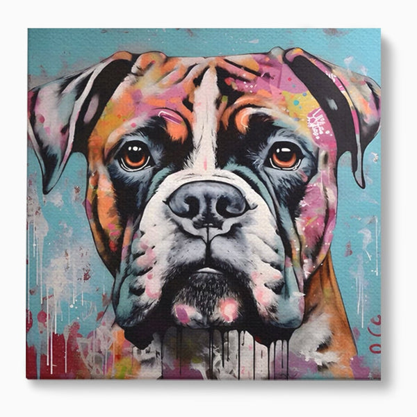 Tablou Canvas Premium LuxCanva® A1552, Boxer Dog , Decorativ, Dormitor, Caine, Animal, Multicolor, Living, Culori Vibrante