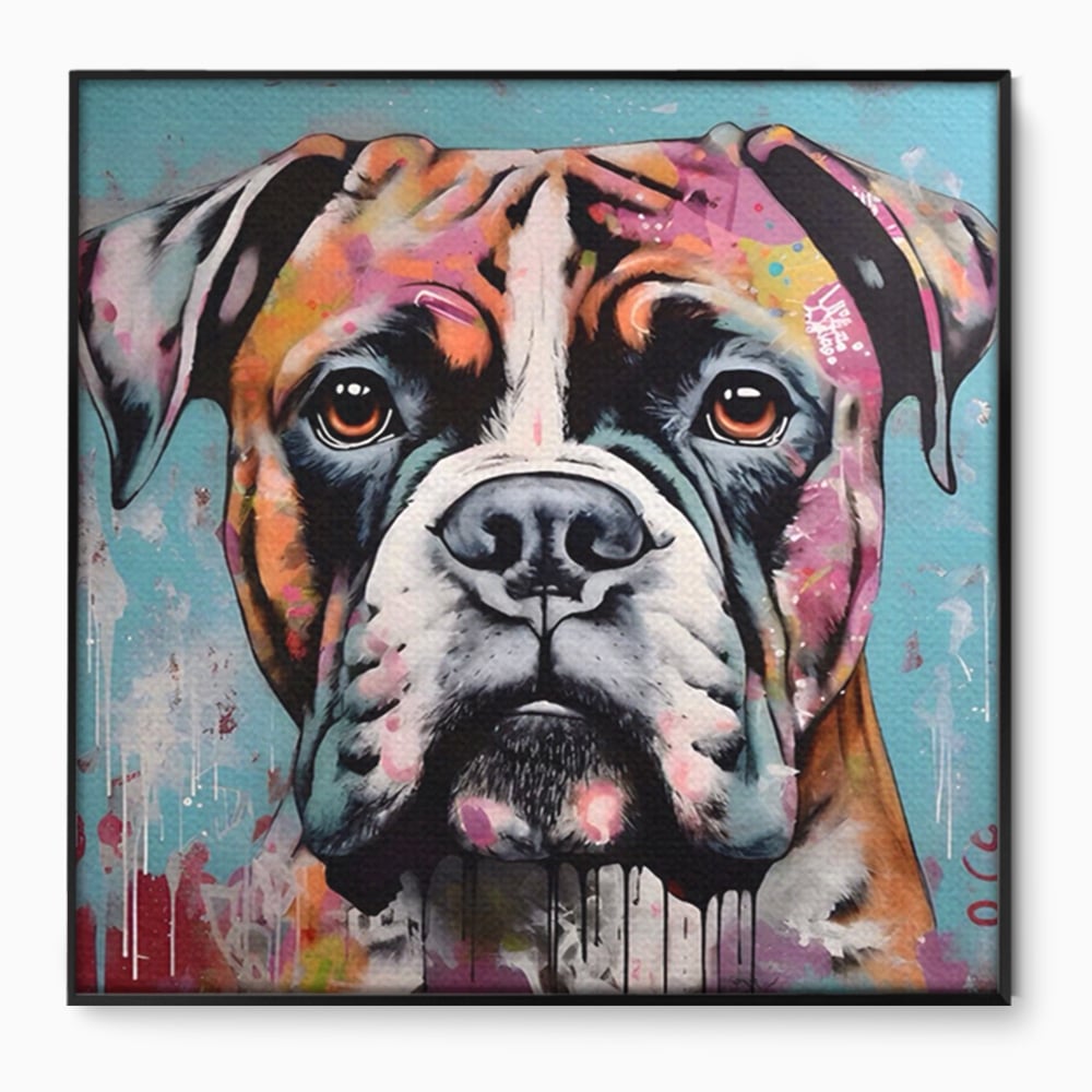 Tablou Canvas Premium LuxCanva® A1552, Boxer Dog , Decorativ, Dormitor, Caine, Animal, Multicolor, Living, Culori Vibrante