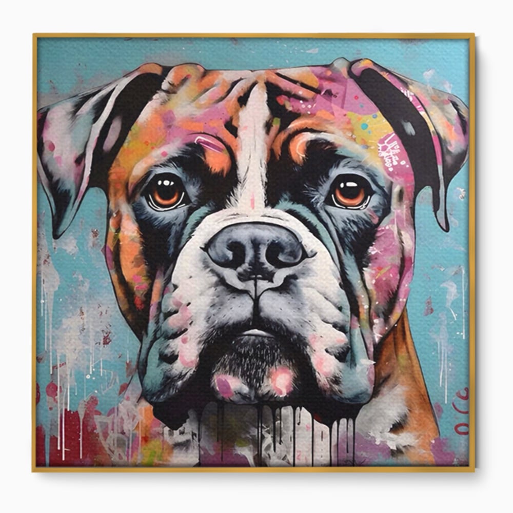 Tablou Canvas Premium LuxCanva® A1552, Boxer Dog , Decorativ, Dormitor, Caine, Animal, Multicolor, Living, Culori Vibrante