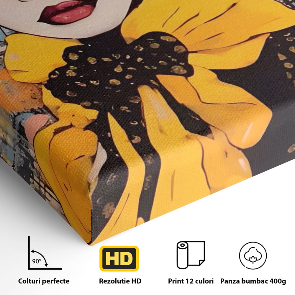 Tablou Canvas Premium LuxCanva® A1553, Fata Cu Esarfa ,  Decorativ, Dormitor, Ochelari De Soare, Cool, Moda, Living, Culori Vibrante