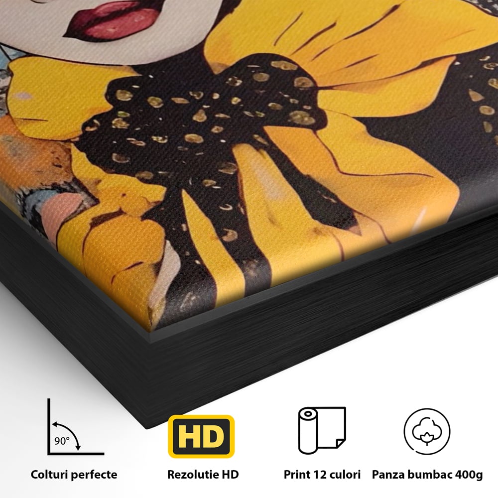 Tablou Canvas Premium LuxCanva® A1553, Fata Cu Esarfa ,  Decorativ, Dormitor, Ochelari De Soare, Cool, Moda, Living, Culori Vibrante